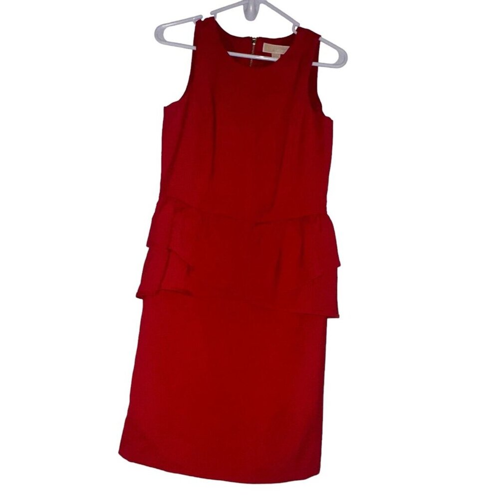 Michael Michael Kors Peplum Sheath Dress Sz 4 Red Sleeveless